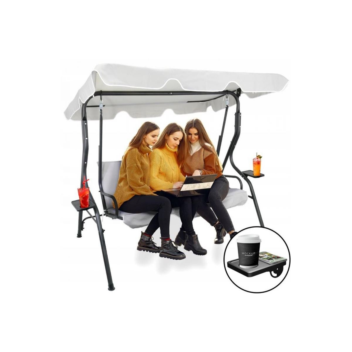 Leagăn de grădină de culoare gri 170 x 110 x 153 cm