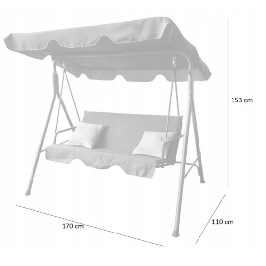 Leagăn de grădină gri cu perne galbene 170 x 110 x 153 cm