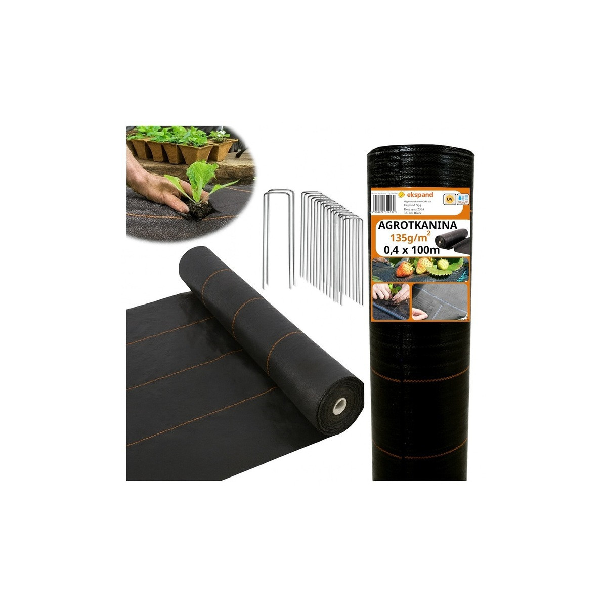 Tecido agrícola rezistent, de culoare neagră, 135g/m2, 0,4x100