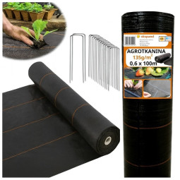 Tkanină agricolă rezistentă de culoare neagră 135g/m2, 0,6x100