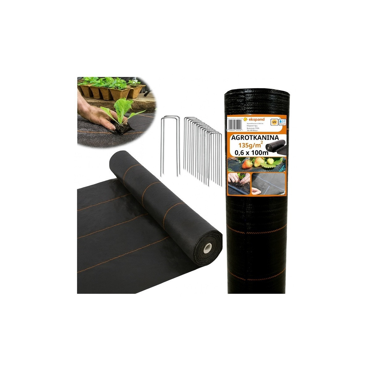 Tkanină agricolă rezistentă de culoare neagră 135g/m2, 0,6x100