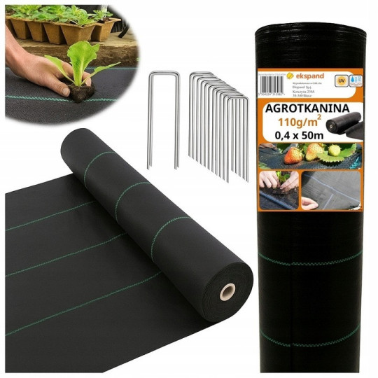 Agrotkanina de culoare neagră împotriva buruienilor 110g/m2, 0,4x50