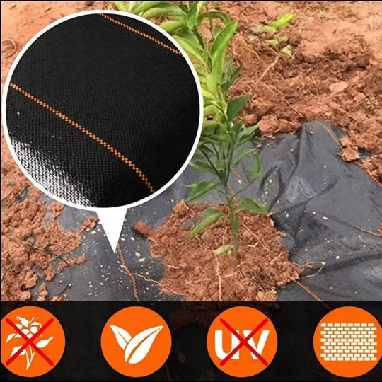 Țesătură agricolă rezistentă de culoare neagră 110g/m2, 0,6x100