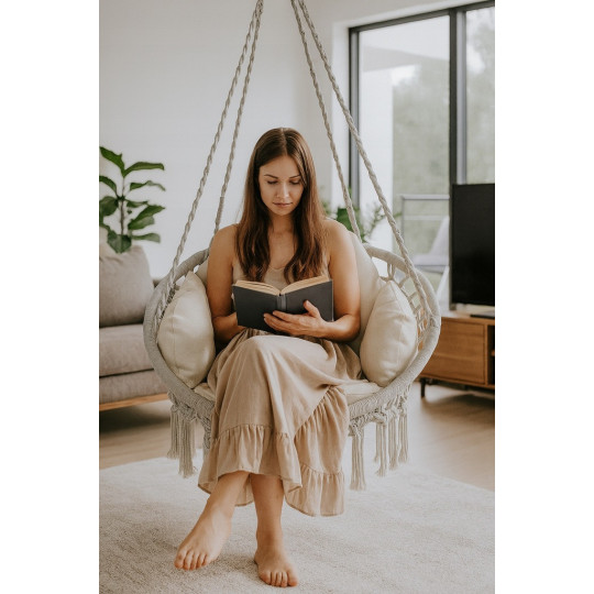 Sine lebădă cu cuib de 80 cm, cu perna de culoare gri închis