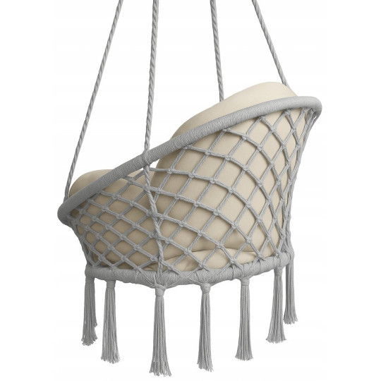 Cuib de stork gri de 80 cm, cu perna bej