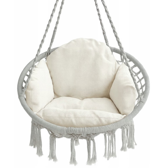 Cuib de stork gri de 80 cm, cu perna bej