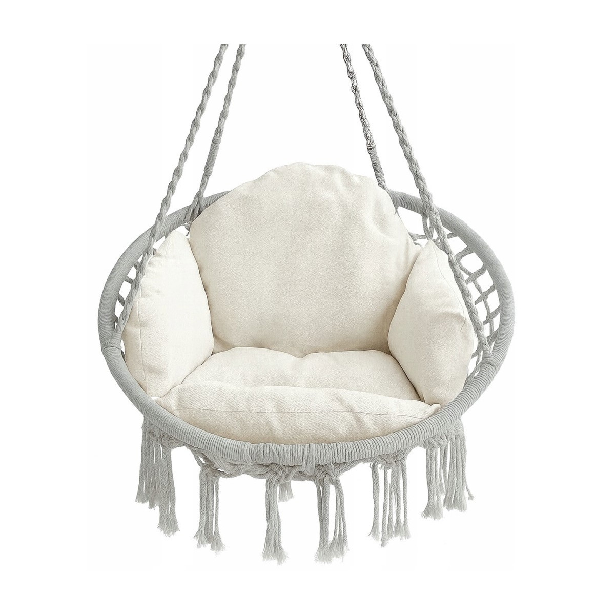 Cuib de stork gri de 80 cm, cu perna bej