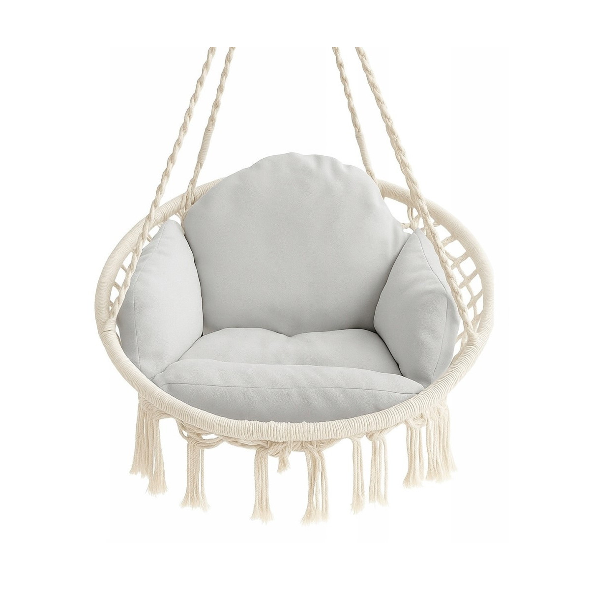 Căsuță pentru berze de 80 cm, de culoare bej, cu pernuță gri deschis.