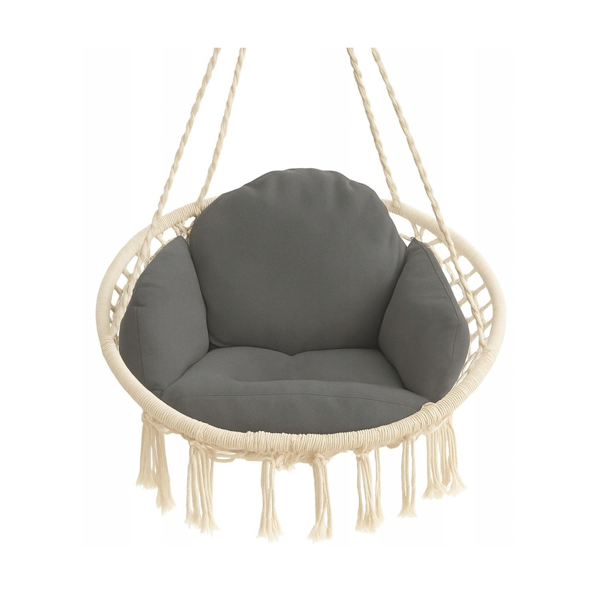 Cuib de stork bej de 80 cm cu perna gri închis.