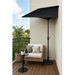 Umbrelă de terasă semi-circulară 2,7 m – gri închis PREMIUM pentru terasă și grădină