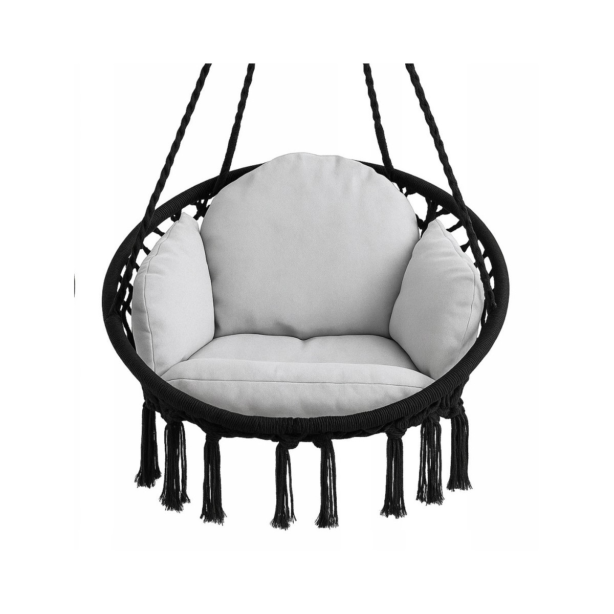 Nevăstușă neagră cu cuib de 80 cm și perna gri deschis.