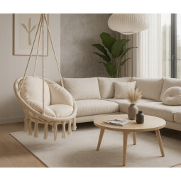 Cuib de stork negru de 80cm cu perna bej