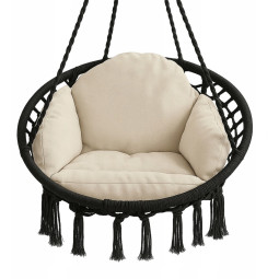 Cuib de stork negru de 80cm cu perna bej