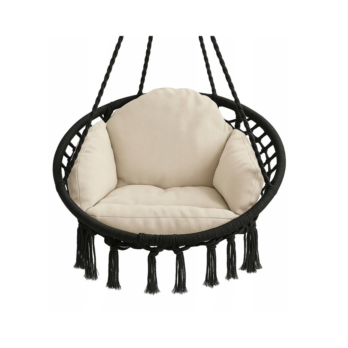 Cuib de stork negru de 80cm cu perna bej