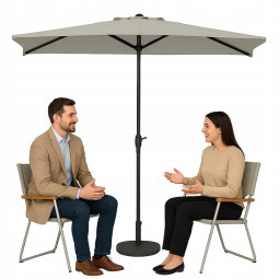 Umbrelă de balcon semi-automatizată de culoare gri deschis, 2,7 m PREMIUM