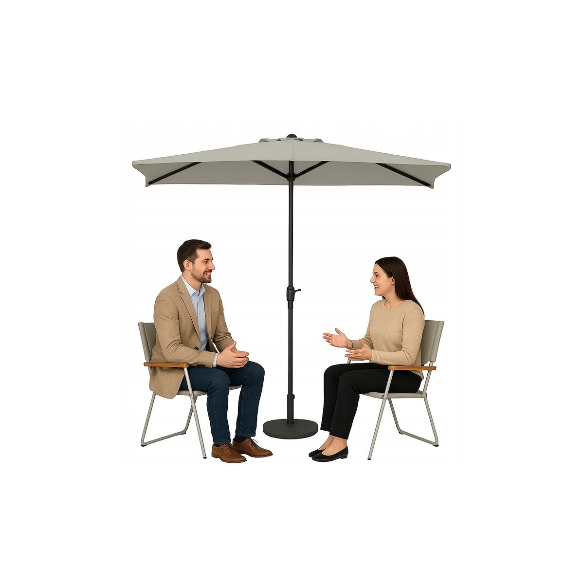 Umbrelă de balcon semi-automatizată de culoare gri deschis, 2,7 m PREMIUM