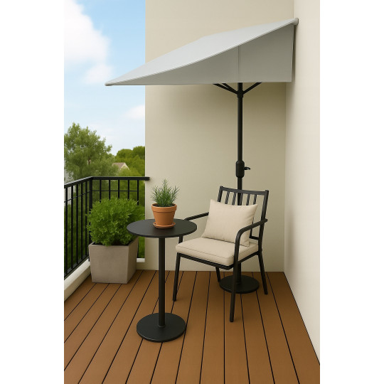 Umbrelă de balcon semi-automatizată de culoare gri deschis, 2,7 m PREMIUM