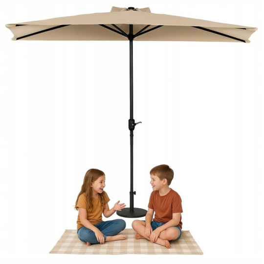 Umbrelă de balcon semi-automat în culoare bej închis de 2,7 m PREMIUM