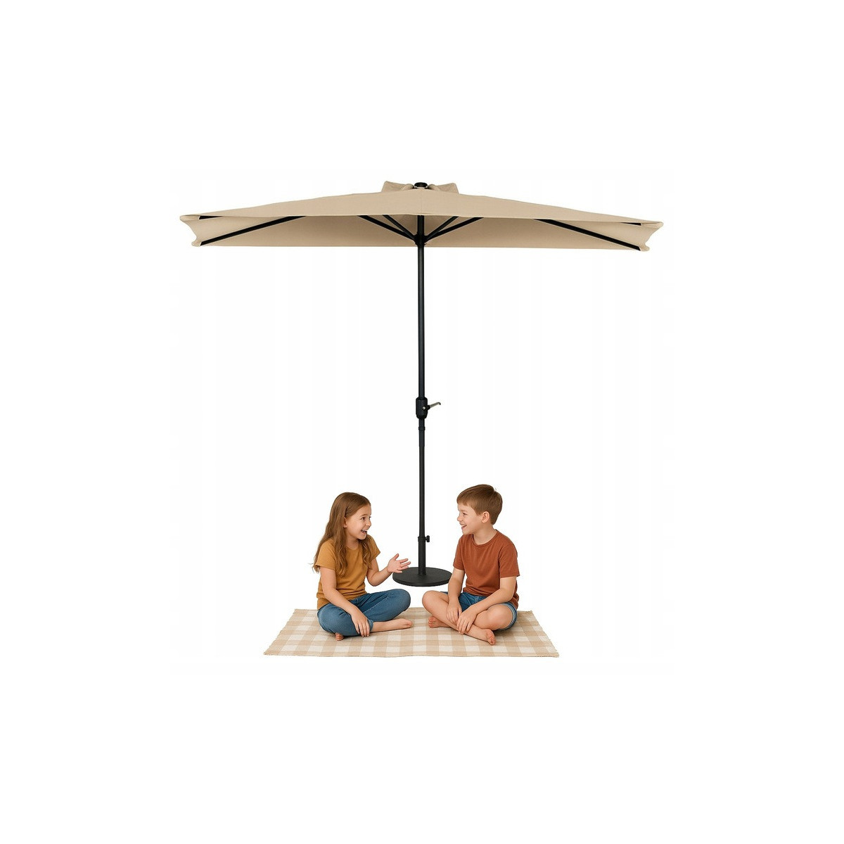 Umbrelă de balcon semi-automat în culoare bej închis de 2,7 m PREMIUM