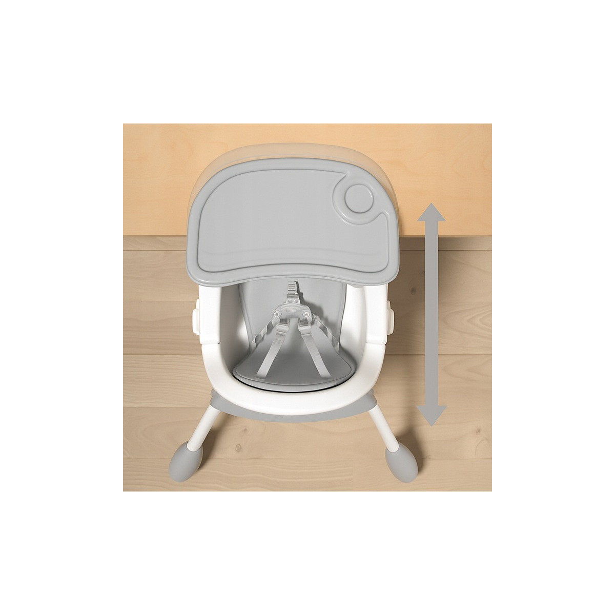 Scaun de masă pliabil 4 în 1 pentru copii cu tavă în culoare bej cu CADOU