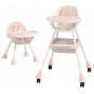 Scaun de masă pentru copii 3 în 1 de culoare roz cu tavă + cadou