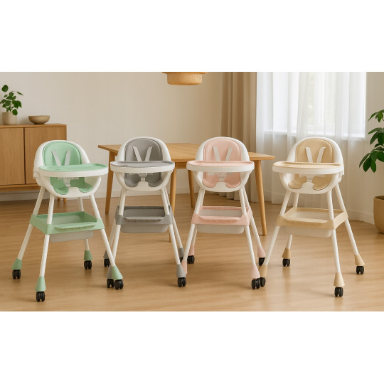 Scaun de masă verde pentru copii 3 în 1 cu cadouri