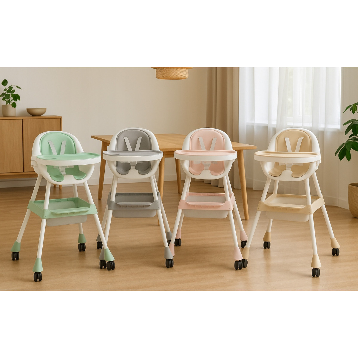 Scaun de masă verde pentru copii 3 în 1 cu cadouri