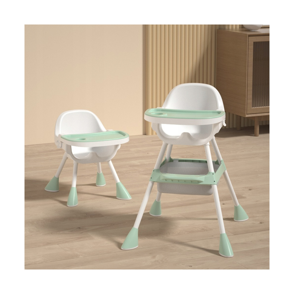 Scaun de masă verde pentru copii 3 în 1 cu cadouri