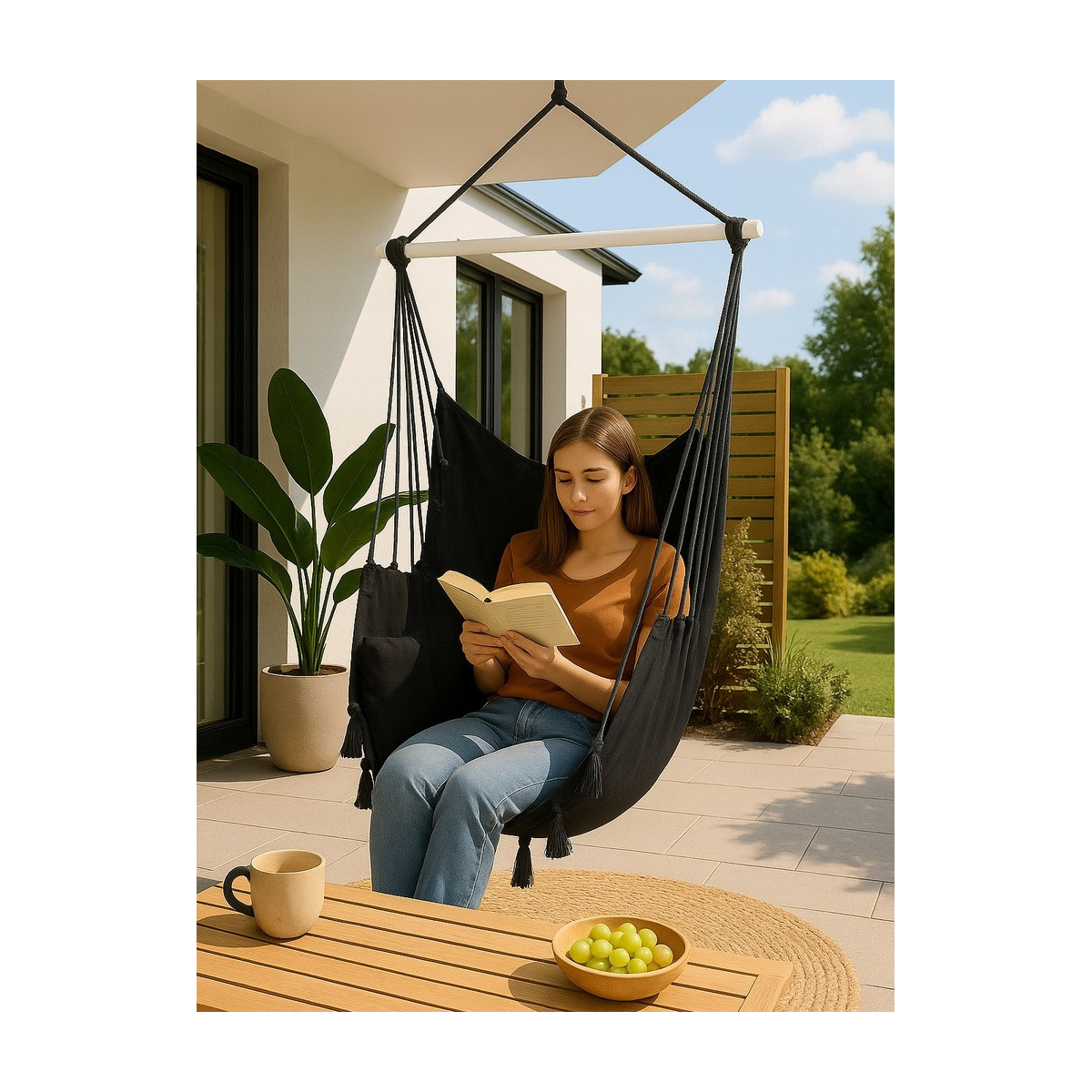 Leagăna de grădină suspendată + 2 perne 100 cm