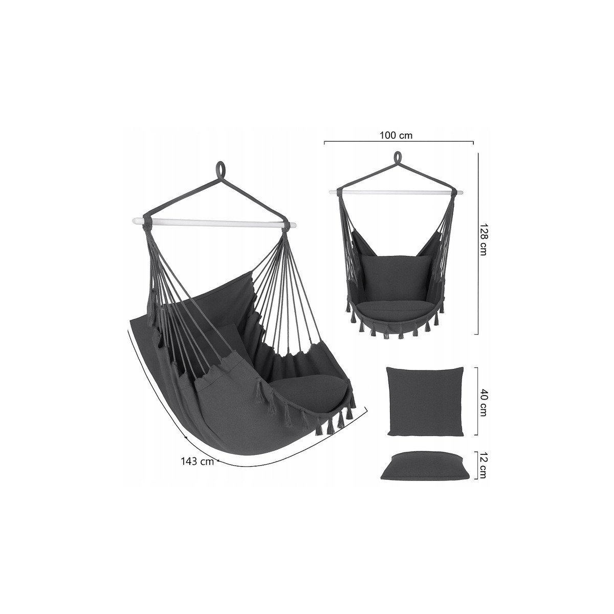 Leagăna de grădină suspendată + 2 perne 100 cm