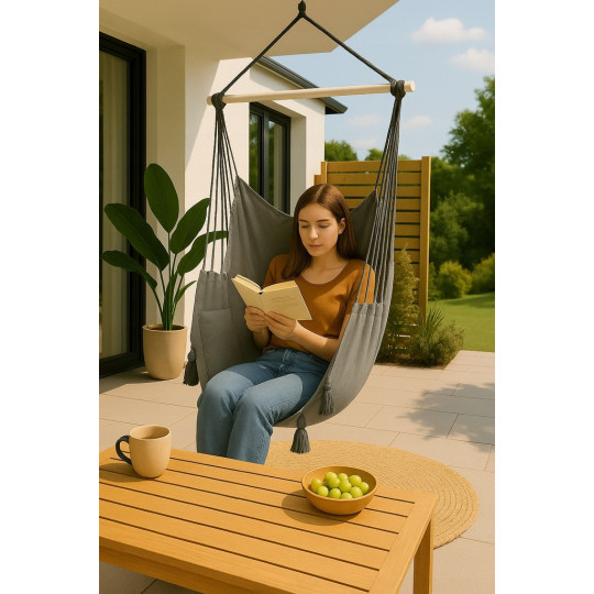 Leagăn suspendat de grădină de culoare gri deschis, 100 cm