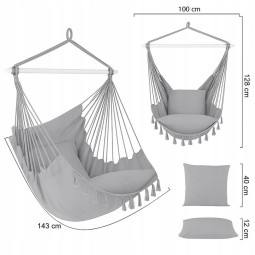 Leagăn suspendat de grădină de culoare gri deschis, 100 cm