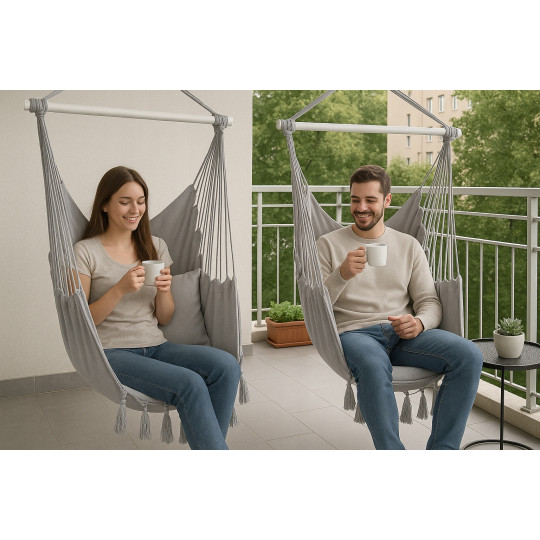 Leagăn suspendat de grădină de culoare gri deschis, 100 cm