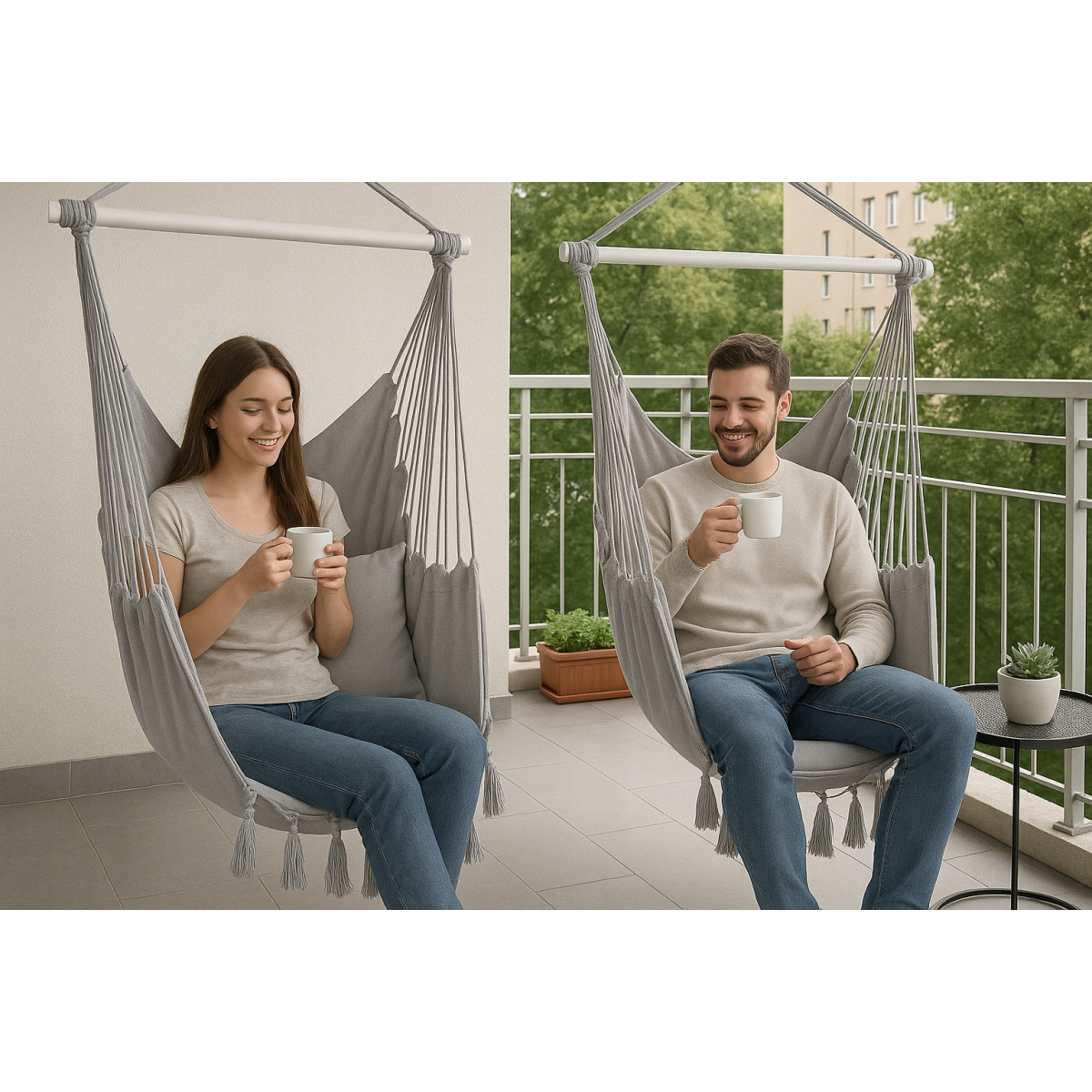 Leagăn suspendat de grădină de culoare gri deschis, 100 cm