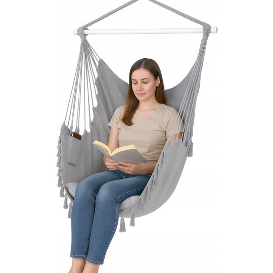 Leagăn suspendat de grădină de culoare gri deschis, 100 cm