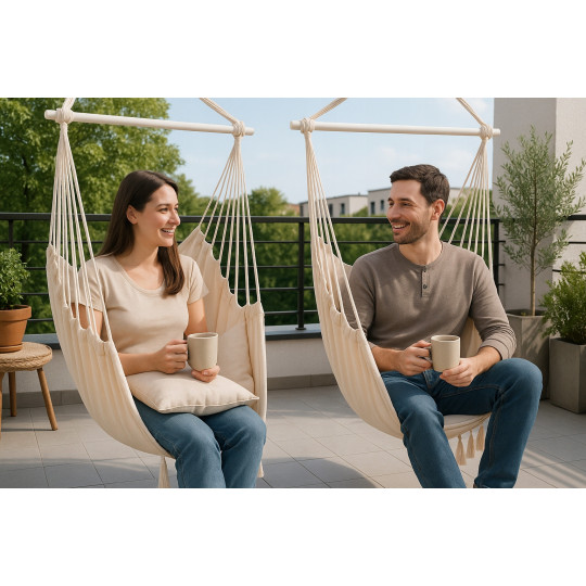 Hamac suspendat pentru grădină bej, 100 cm