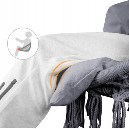 Cioran negru cu cuib de 80 cm și pernă mare de culoare gri deschis