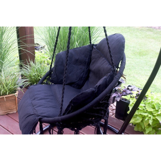 Cuib de berze de culoare închisă, 80cm cu o pernă mare bej