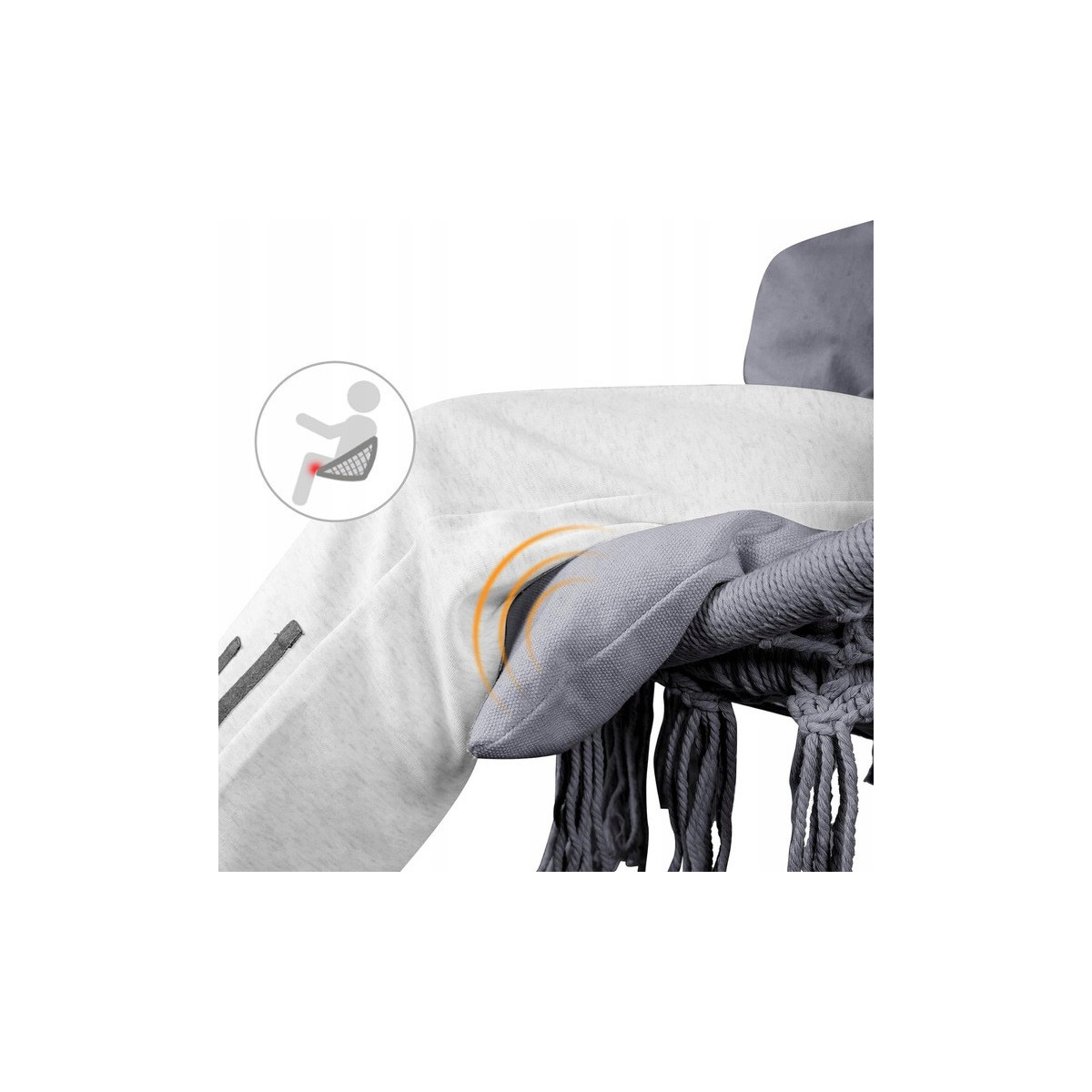 Hamac de grădină bej, 80 cm, cu o pernă mare bej