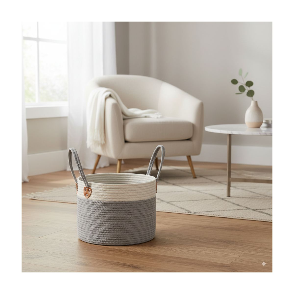 Organizator, cos pentru jucării, lenjerie, alb-gri 30x24
