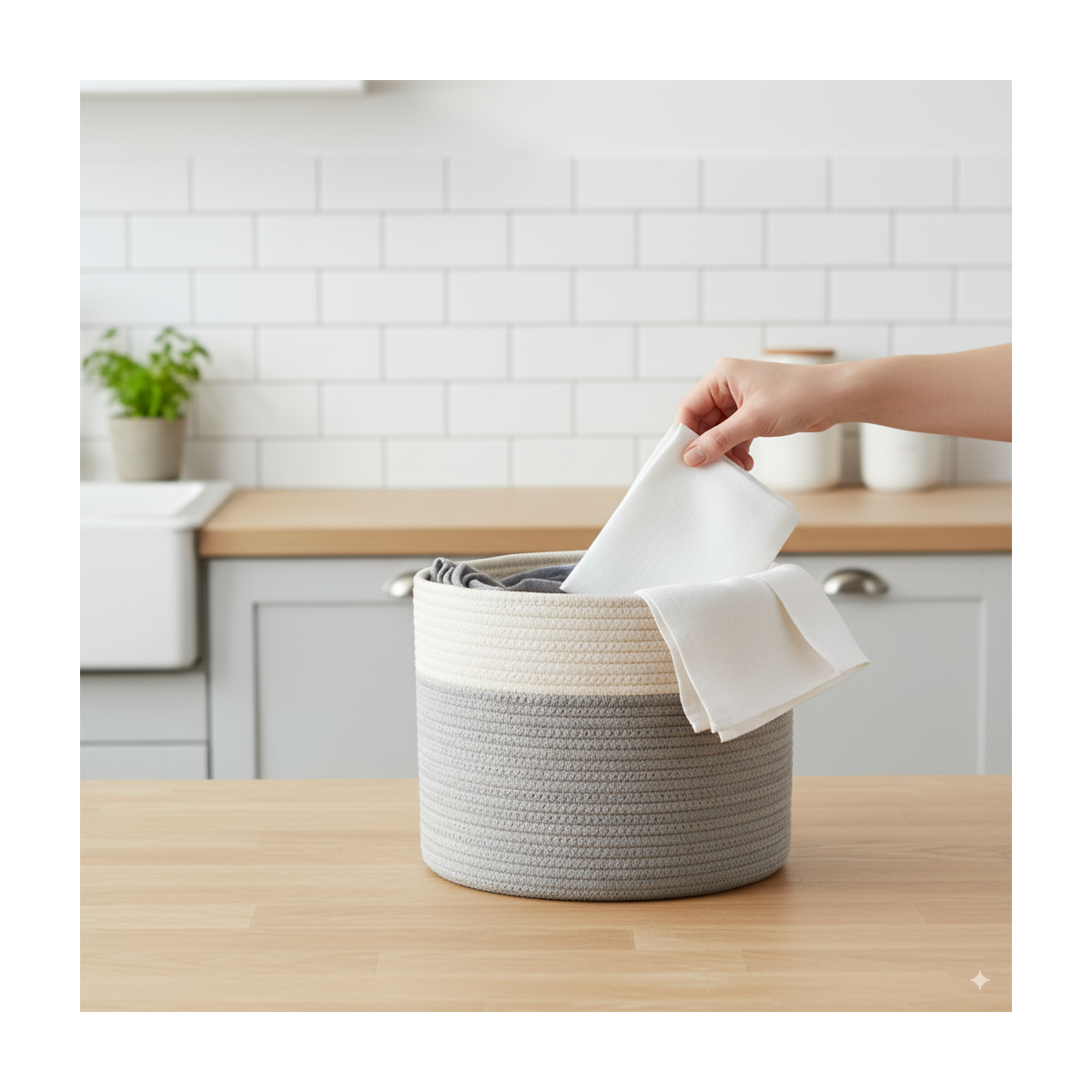 Organizator, cos de jucării, lenjerie, alb-gri 33x27