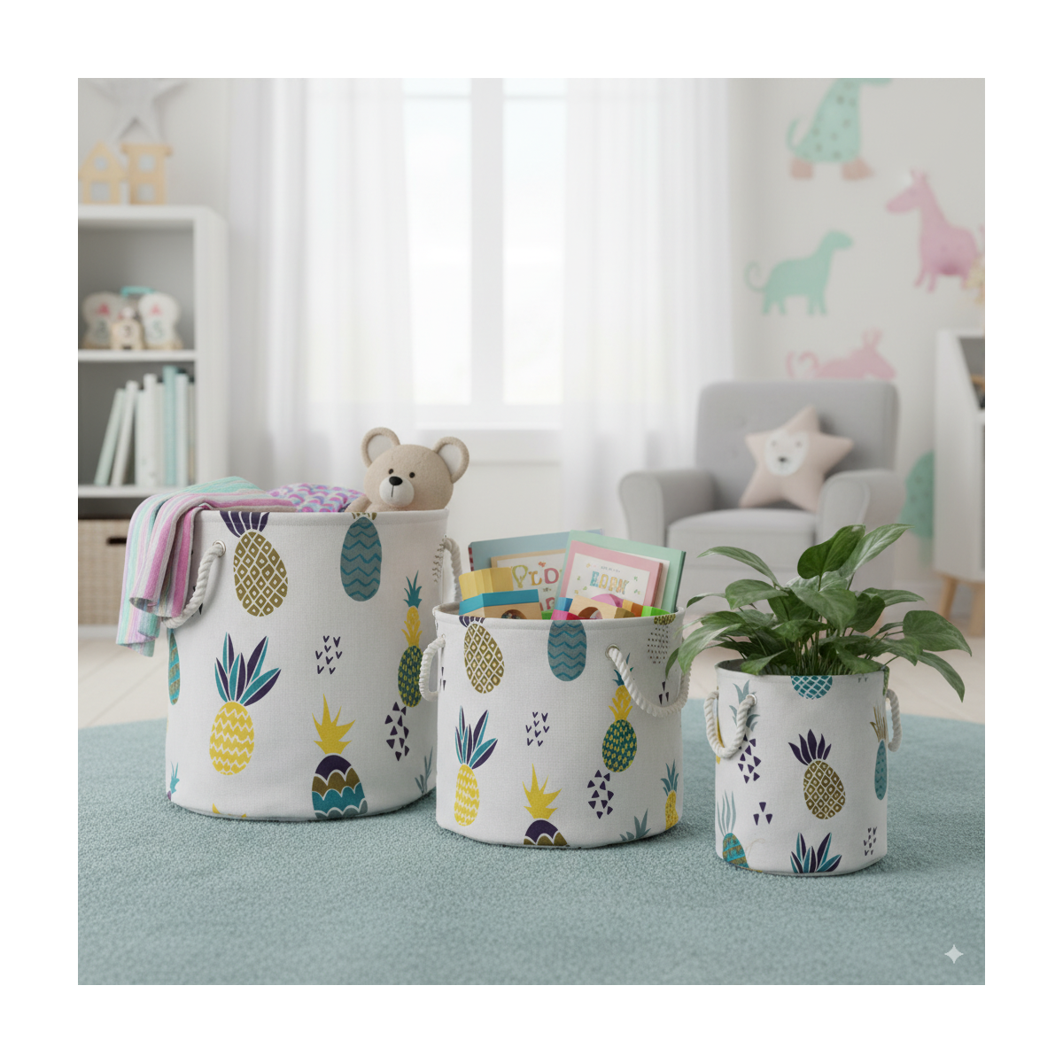 Organizer pentru jucării în formă de ananas, coș pentru rufe, 40x45cm