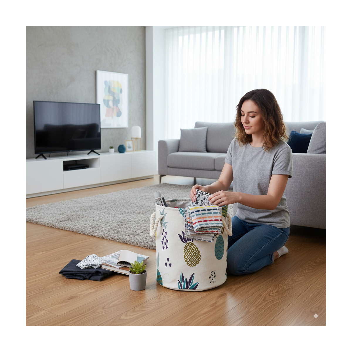 Organizer pentru jucării în formă de ananas, coș pentru rufe, 40x45cm