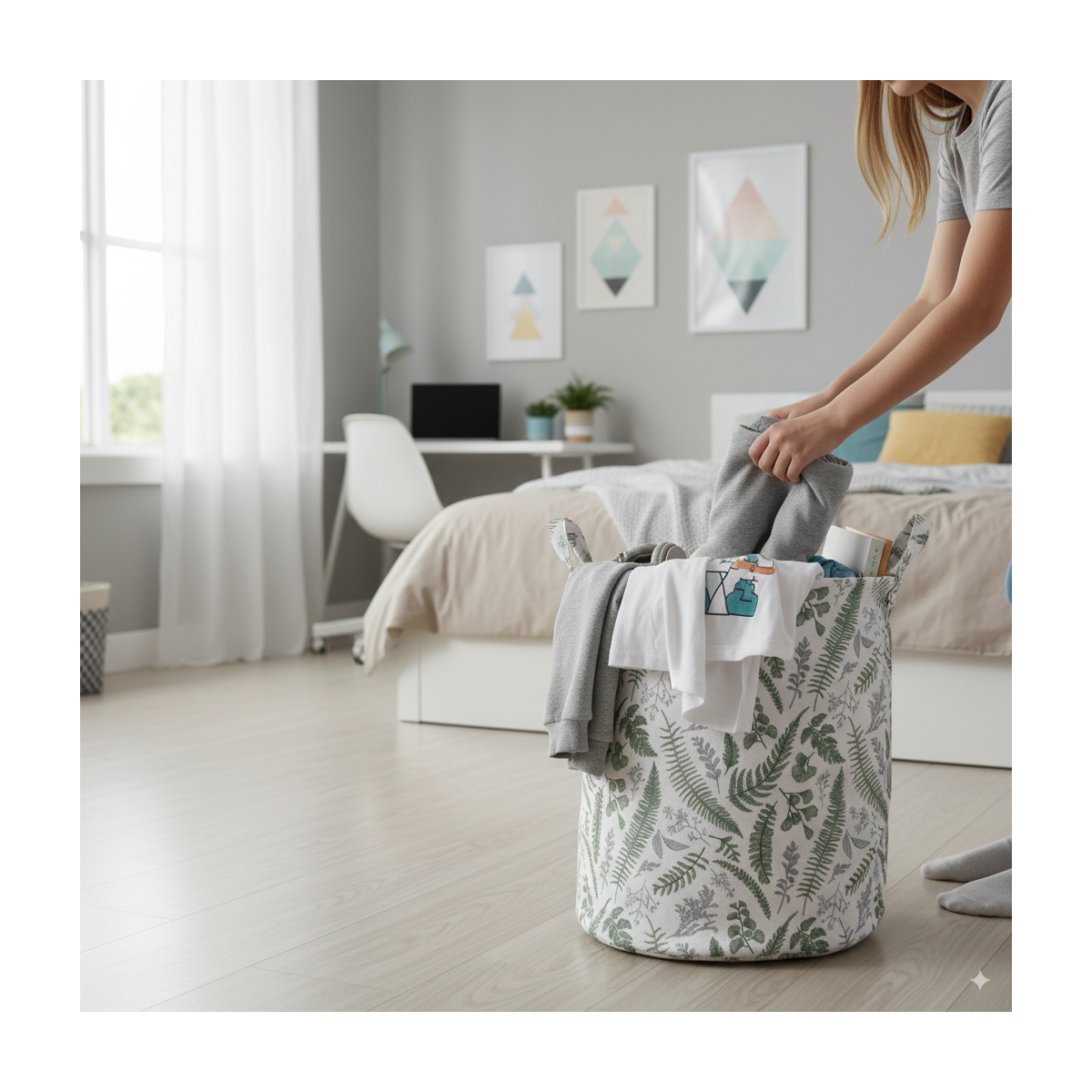 Organizer rotund pentru jucării, coș pentru rufe, 38x50cm