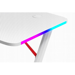 Birou de gaming modernă, cu LED, 120 cm, albă