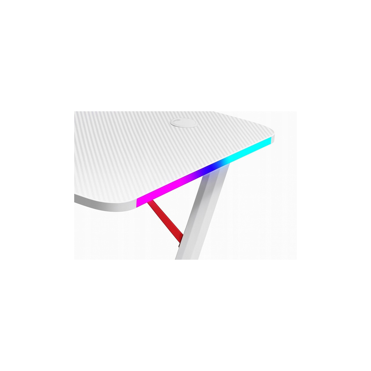 Birou de gaming modernă, cu LED, 120 cm, albă