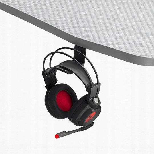 Birou de gaming modernă, cu LED, 120 cm, albă