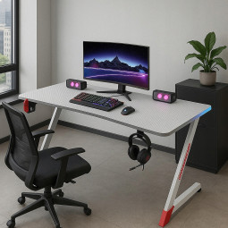 Masă de joc albă cu iluminare LED, 140 cm