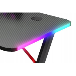 Masa de joc modernă, de culoare neagră, 140 cm, LED