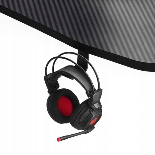 Masa de joc modernă, de culoare neagră, 140 cm, LED